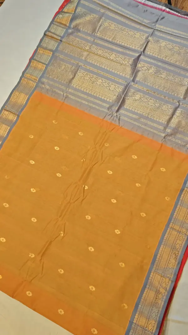 Premium Gadwal Cotton Saree with Buta Meena & Kuthu Interlock Weaving | Pure Combed Yarn