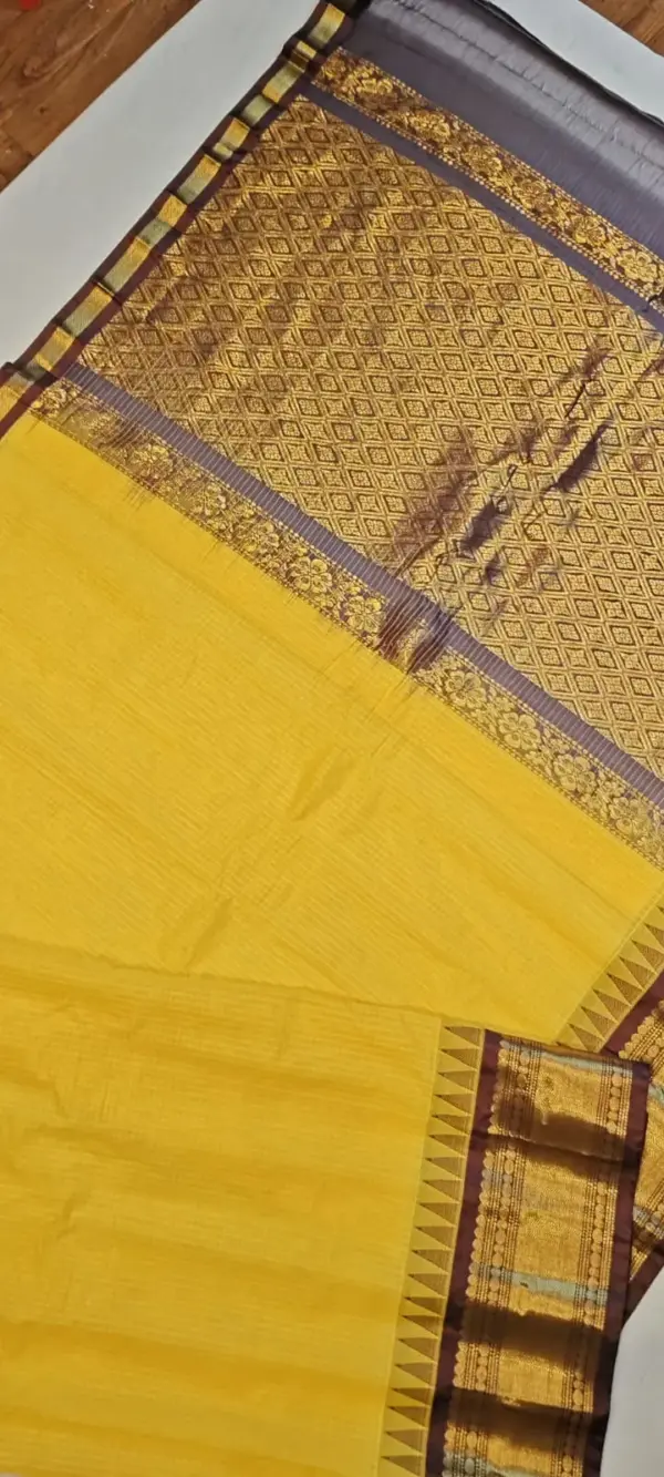 Premium Gadwal Cotton Saree with Temple Kuthu Interlock Weaving Pure Silk & Jari Elegance