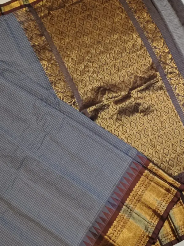 Premium Gadwal Cotton Saree with Temple Kuthu Interlock Weaving Pure Silk & Jari Elegance