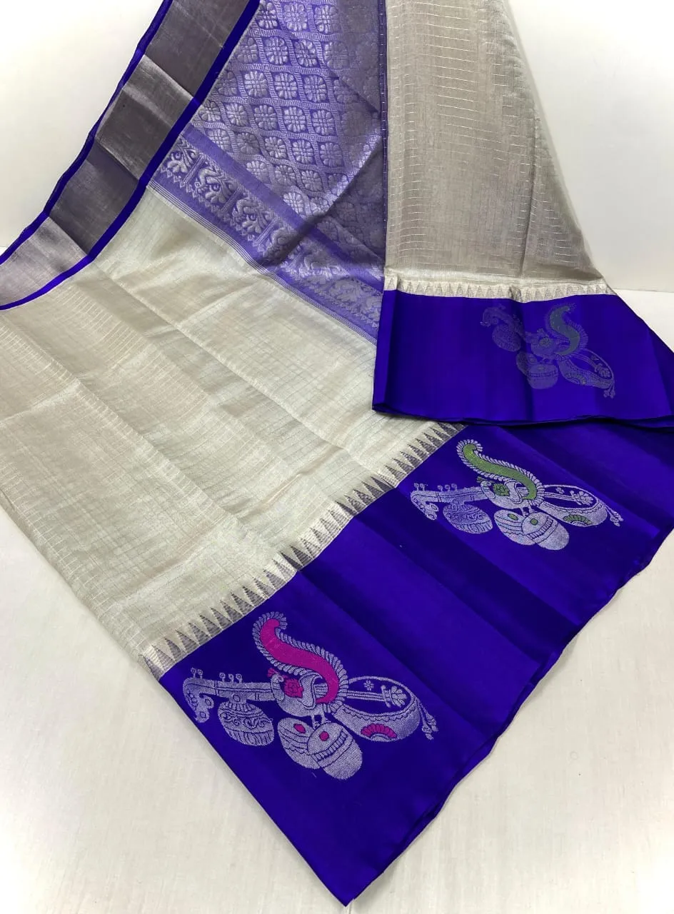 Premium Kuppadam Tissue Pattu Sarees Handloom Bridal Elegance with Contrast Brocade Blouse