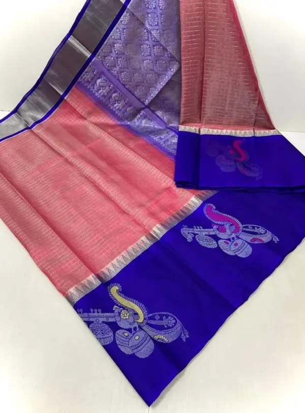 Premium Kuppadam Tissue Pattu Sarees Handloom Bridal Elegance with Contrast Brocade Blouse