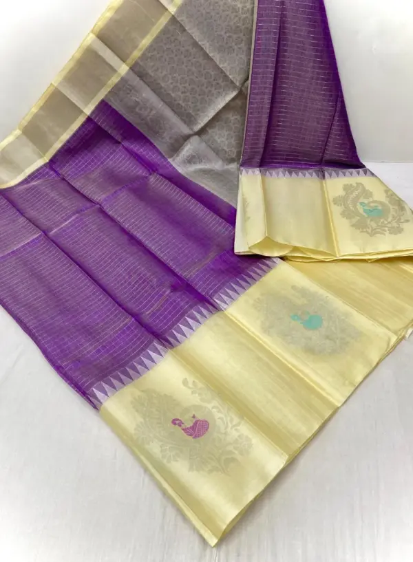 Premium Kuppadam Tissue Pattu Sarees Handloom Bridal Elegance with Contrast Brocade Blouse