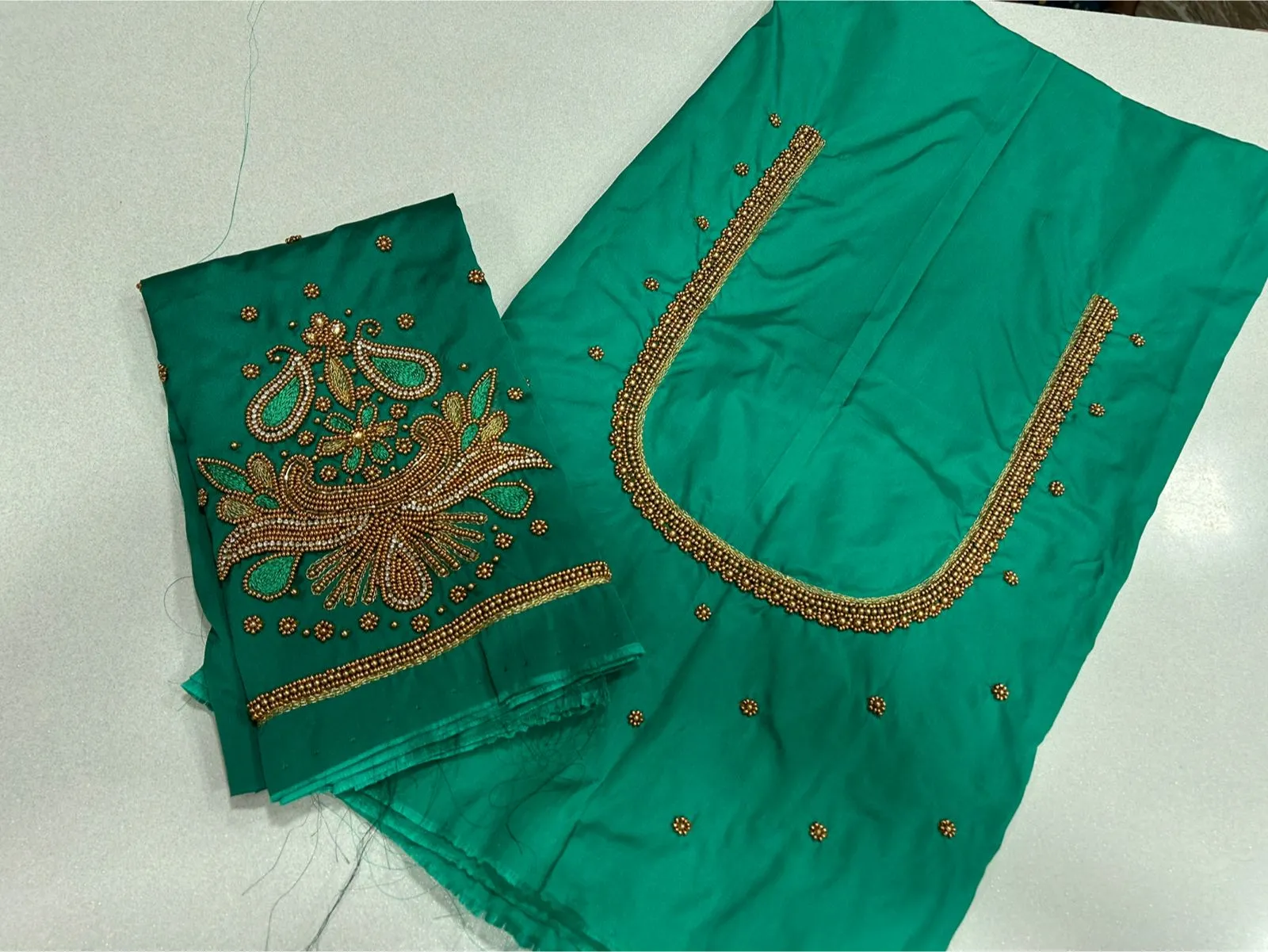 Rama Green Aari Work Blouse Graceful Elegance at an Unmissable Offer