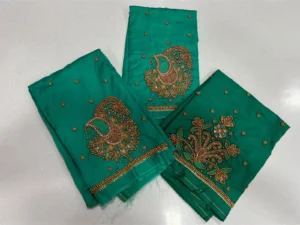 Rama Green Aari Work Blouse Graceful Elegance at an 3