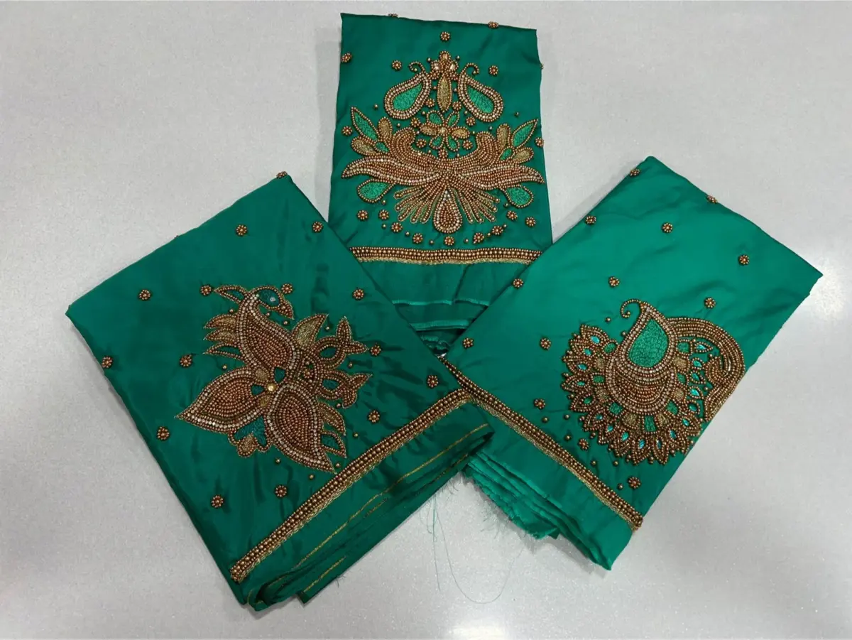 Rama Green Aari Work Blouse Graceful Elegance at an Unmissable Offer 4