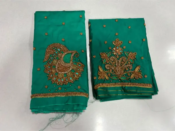 Rama Green Aari Work Blouse Graceful Elegance at an Unmissable Offer