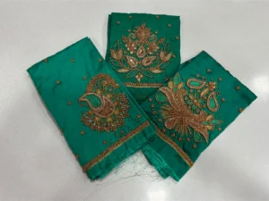 Rama Green Aari Work Blouse Graceful Elegance at an 8