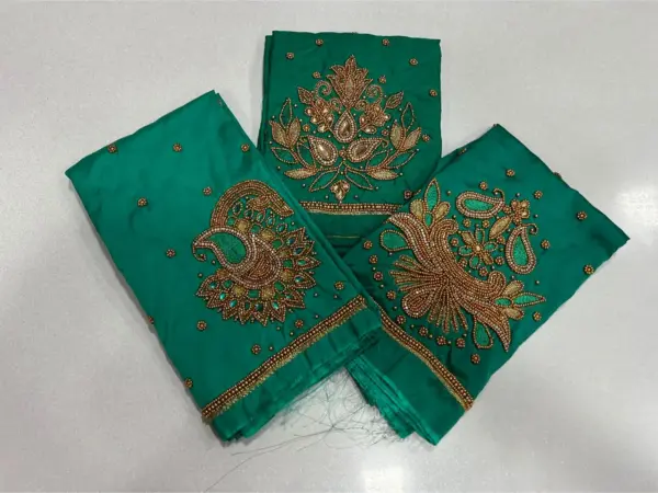 Rama Green Aari Work Blouse Graceful Elegance at an Unmissable Offer