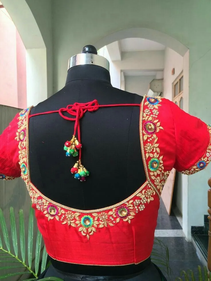 Red Budget-Friendly Maggam Work Blouse Elegant Craft at an Affordable Price