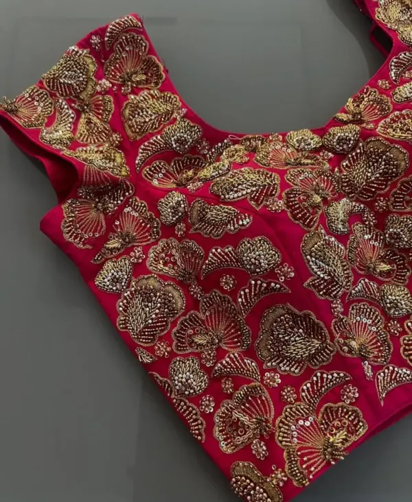 Red Grand Bridal Maggam Work Blouse Royal Elegance for Your Wedding Day