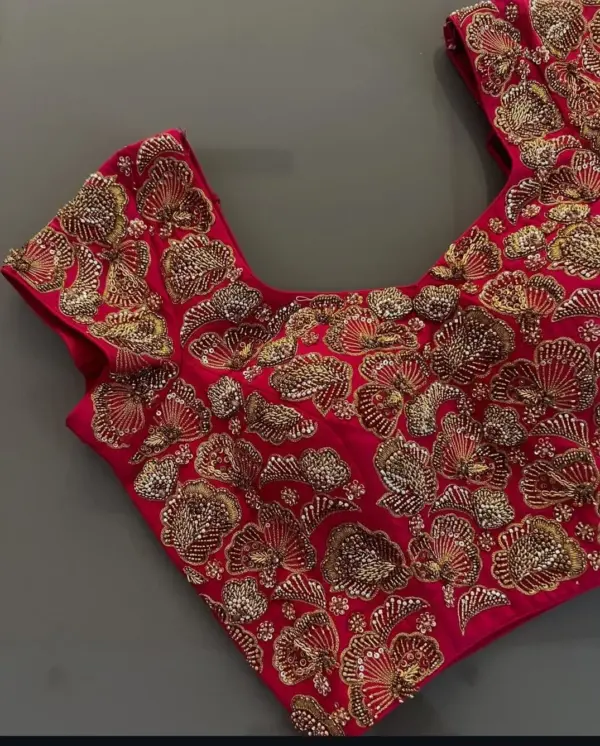Red Grand Bridal Maggam Work Blouse Royal Elegance for Your Wedding Day