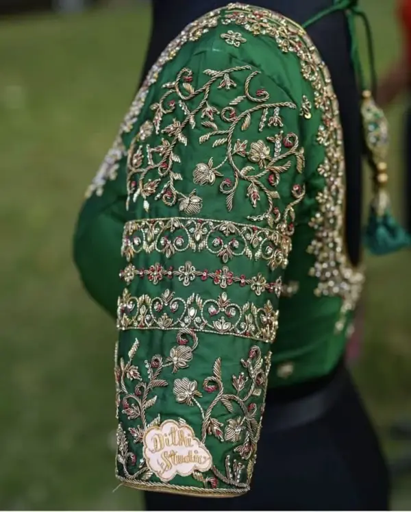 Regal Green Custom-Made Bridal Maggam Work Blouse Grand Zardosi Design for Muhurtham Look