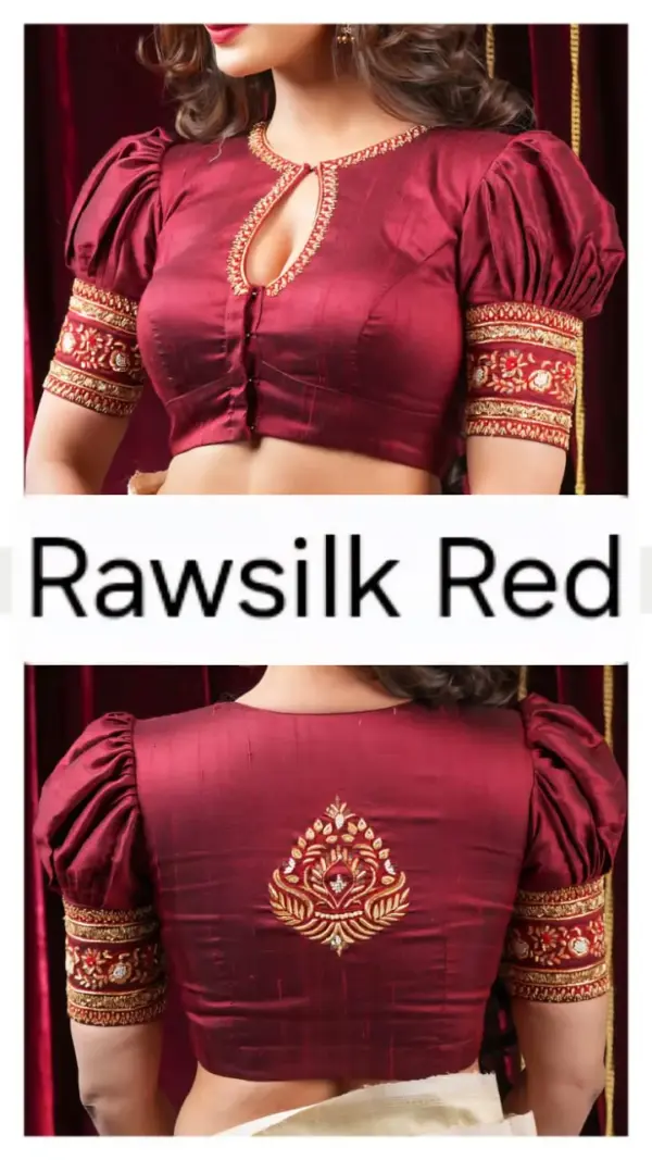Regal Red Raw Silk High Neck Maggam Work Blouse for Brides
