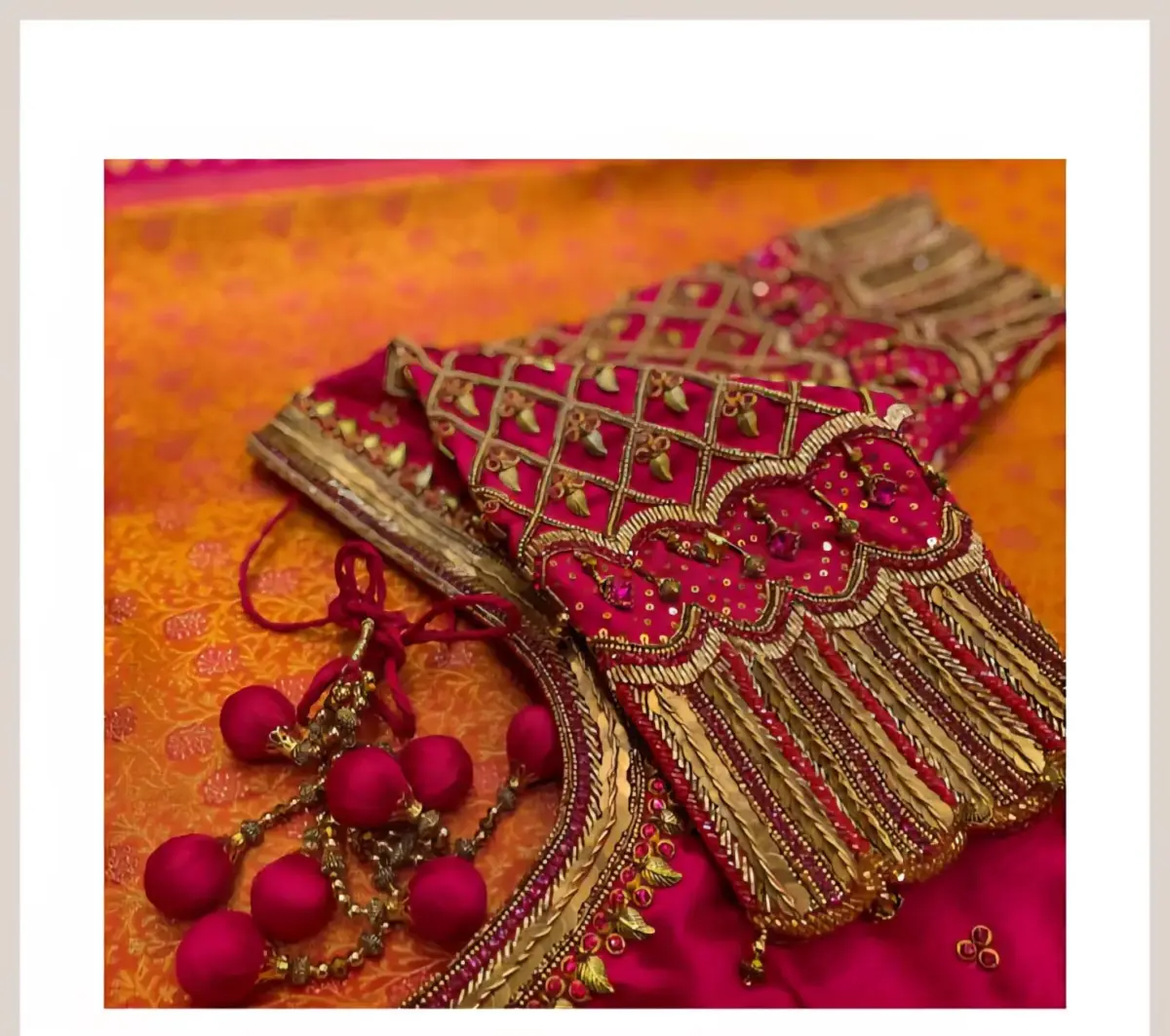 Regal Red Zardosi Maggam Work Bridal Blouse Designer Masterpiece