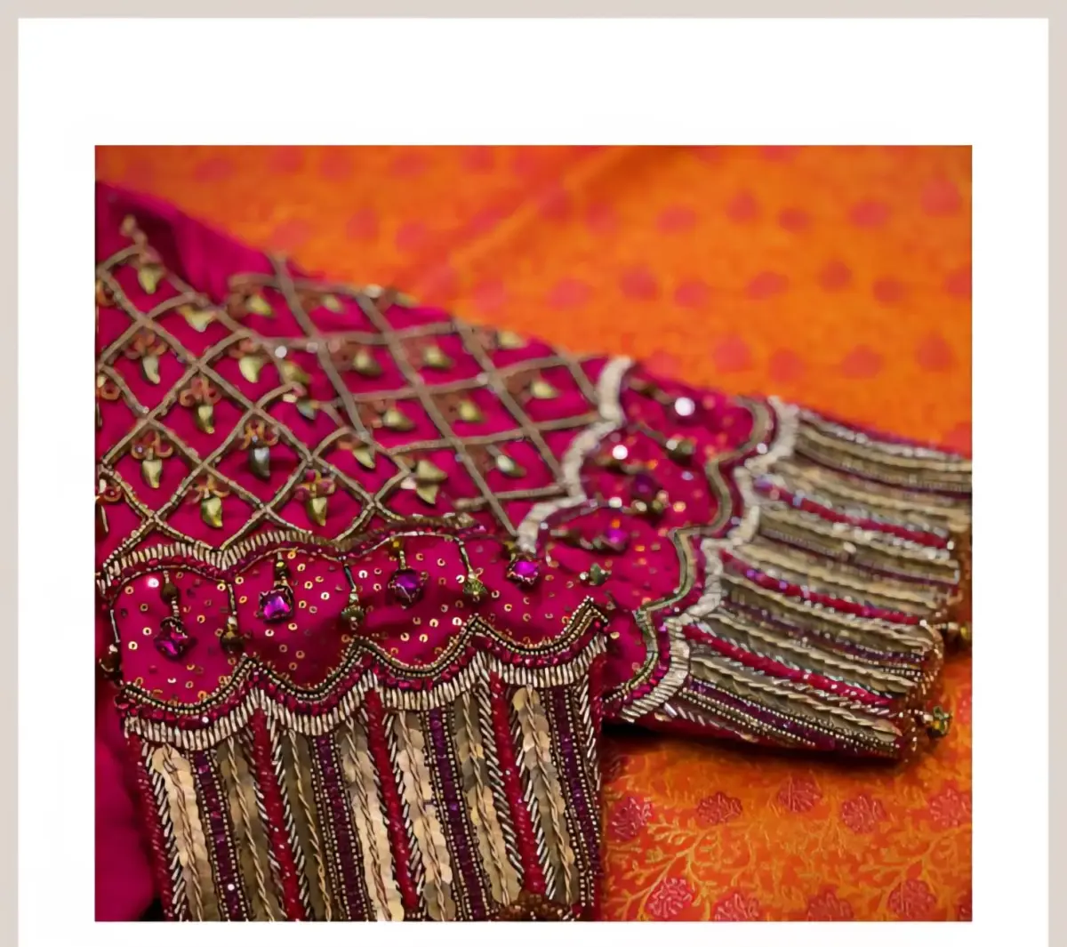 Regal Red Zardosi Maggam Work Bridal Blouse Designer Masterpiece