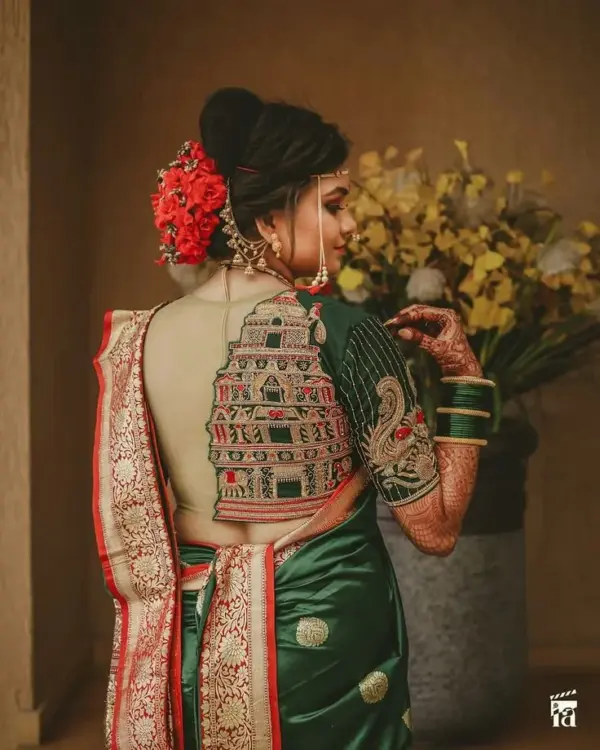 Regal Temple Maggam Work Bridal Blouse Heavy Handcrafted Elegance