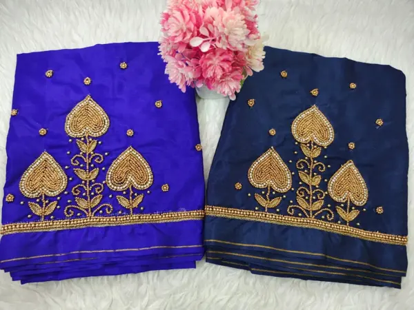 Royal Touch Badam Beads Buti Aariwork Blouse for Regal Occasions