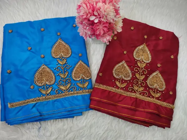 Royal Touch Badam Beads Buti Aariwork Blouse for Regal Occasions