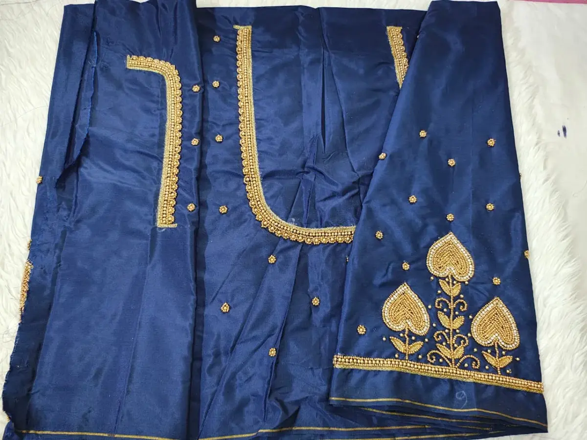 Royal Touch Badam Beads Buti Aariwork Blouse for Regal Occasions 5