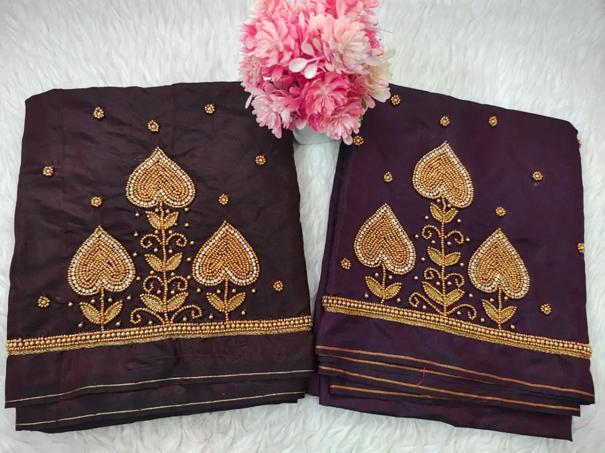 Royal Touch Badam Beads Buti Aariwork Blouse for Regal Occasions 6