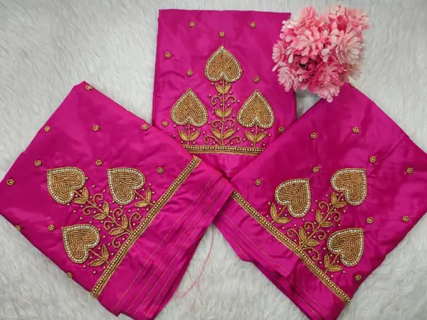 Royal Touch Badam Beads Buti Aariwork Blouse for Regal Occasions