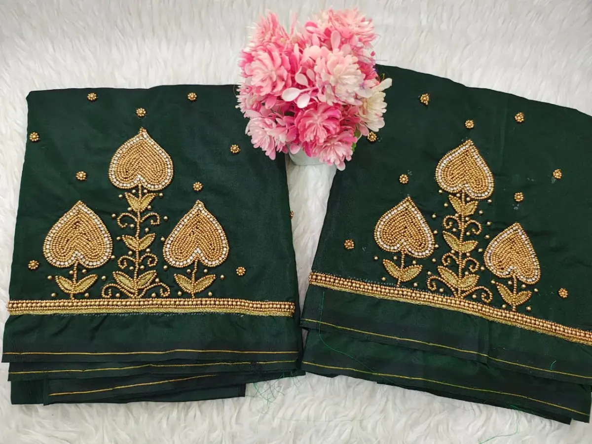 Royal Touch Badam Beads Buti Aariwork Blouse for Regal Occasions 8