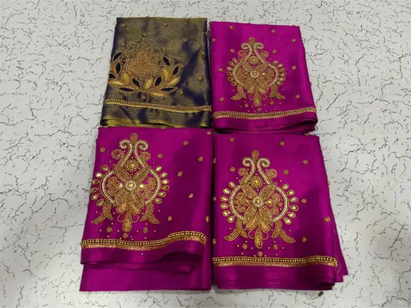 Stunning Green Tissue Designer Blouse with Aari Embroidery – Special Deal