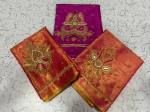 Stunning Green Tissue Designer Blouse with Aari Embroidery – Special Deal 14