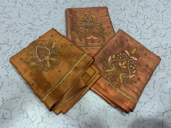 Stunning Green Tissue Designer Blouse with Aari Embroidery – Special Deal