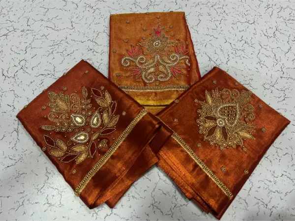 Stunning Green Tissue Designer Blouse with Aari Embroidery – Special Deal