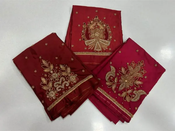 Stunning Red Beads Aari Work Blouse Festive Favorite on Exclusive Offer!