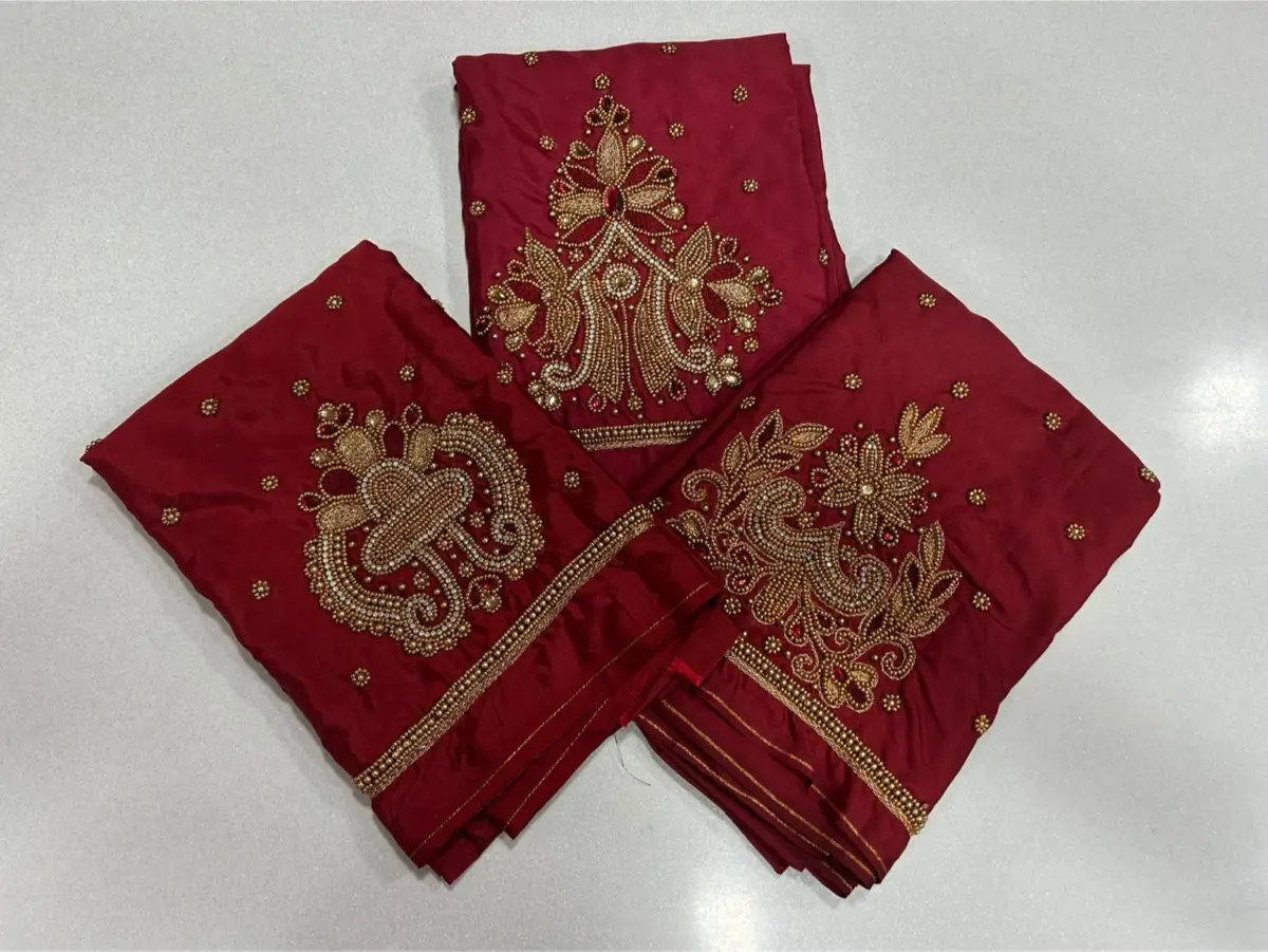 Stunning Red Beads Aari Work Blouse  Festive Favorite on Exclusive Offer! 4