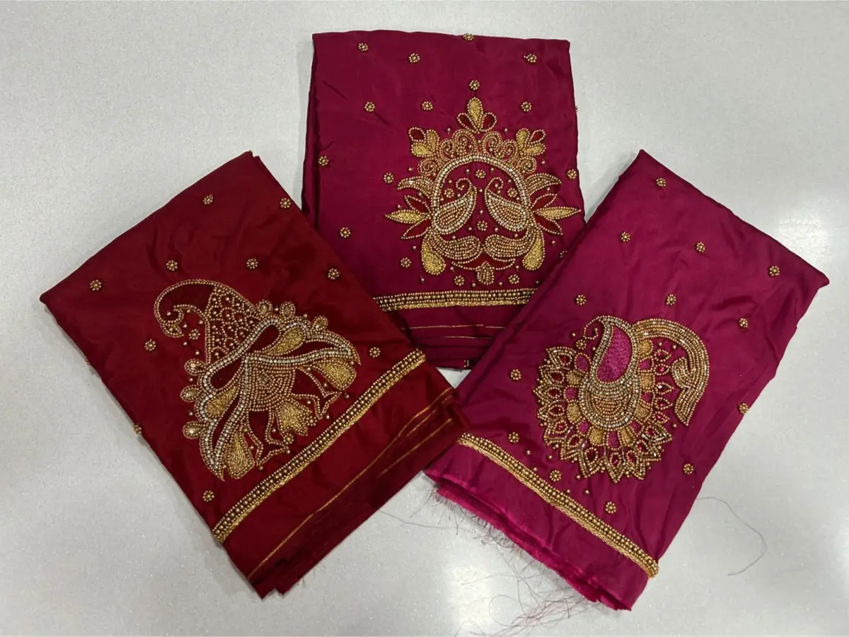 Stunning Red Beads Aari Work Blouse  Festive Favorite on Exclusive Offer! 5