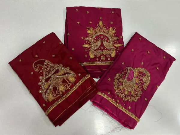 Stunning Red Beads Aari Work Blouse Festive Favorite on Exclusive Offer!