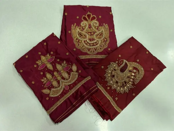 Stunning Red Beads Aari Work Blouse Festive Favorite on Exclusive Offer!