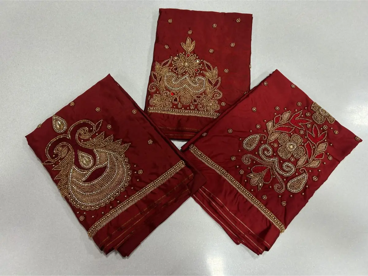 Stunning Red Beads Aari Work Blouse  Festive Favorite on Exclusive Offer! 7