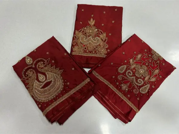 Stunning Red Beads Aari Work Blouse Festive Favorite on Exclusive Offer!