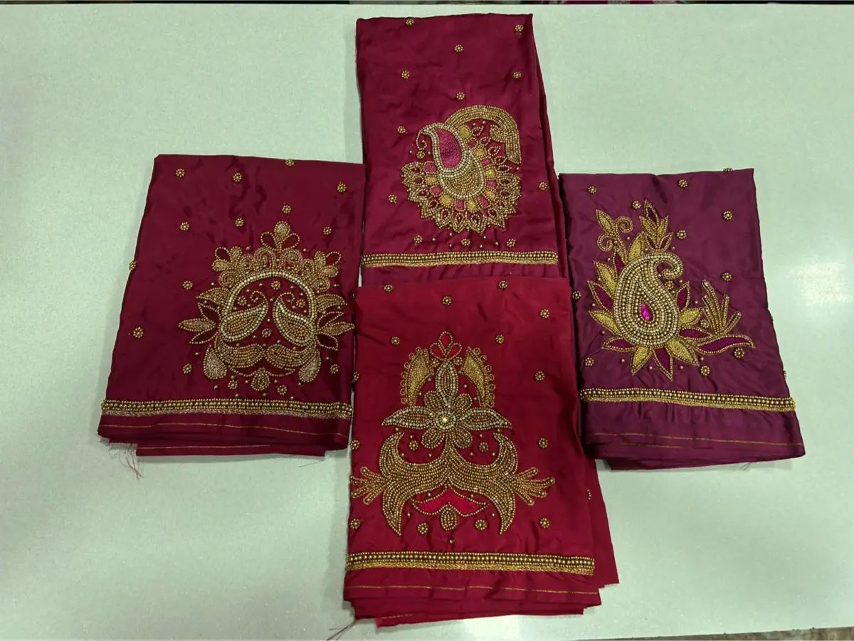 Stunning Red Beads Aari Work Blouse  Festive Favorite on Exclusive Offer! 9