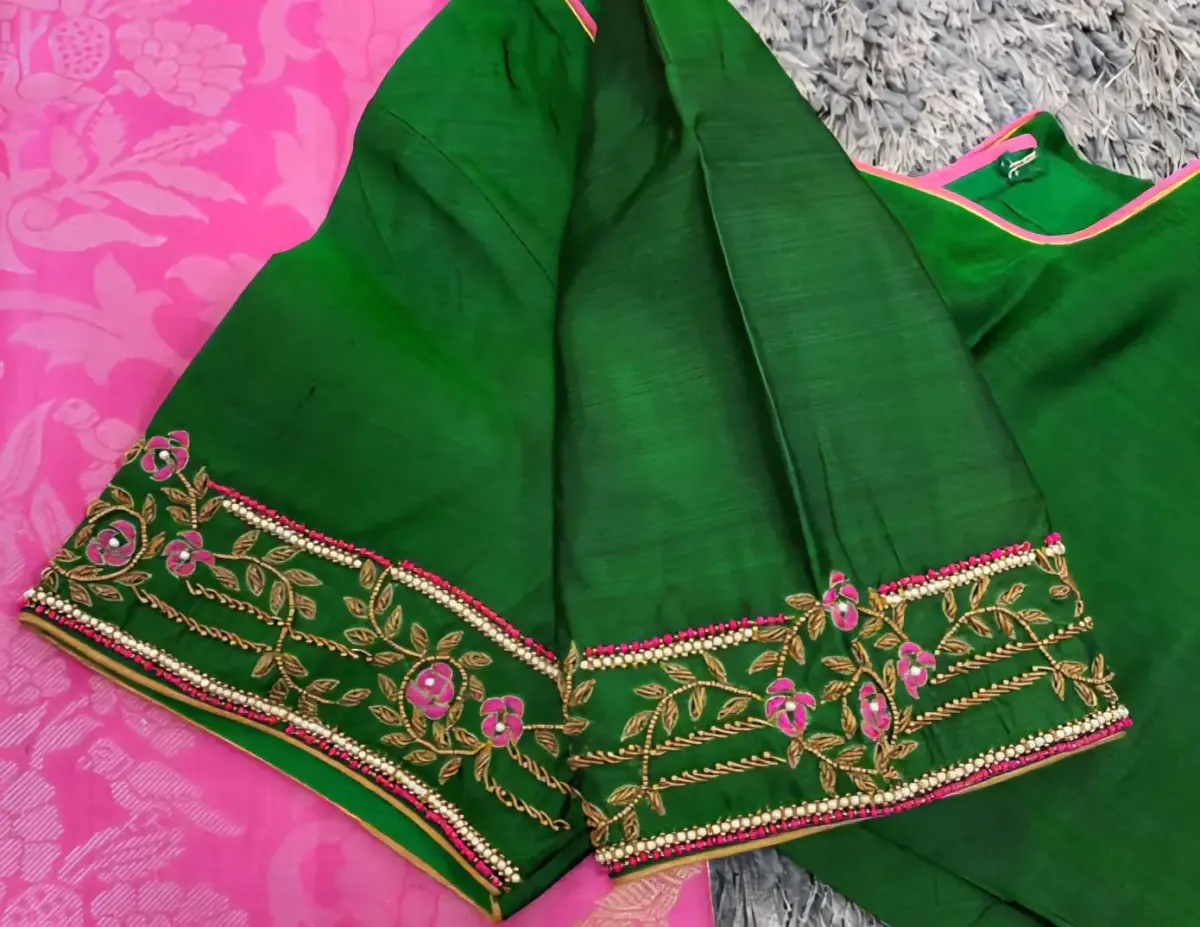 Trending Green Maggam Work Blouse Budget-Friendly & Beautifully Handcrafted