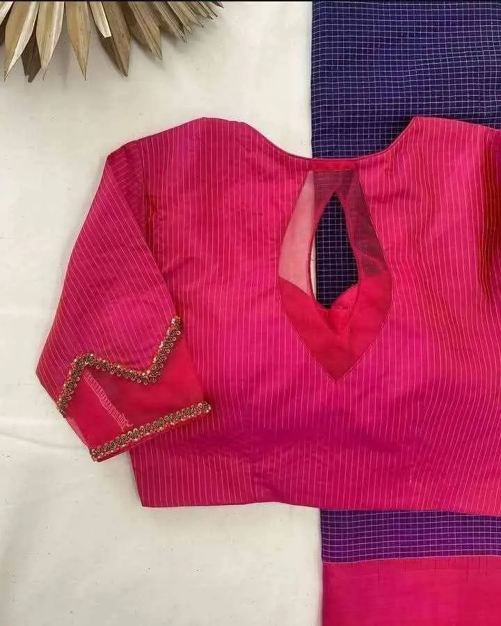 Trendy Pink Designer Neck Work Blouse A Statement of Grace & Glam