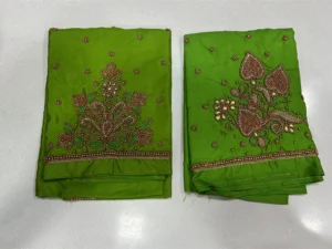 Vibrant Parrot Green Aari Work Blouse Elegant Craftsmanship Now on Festive 11
