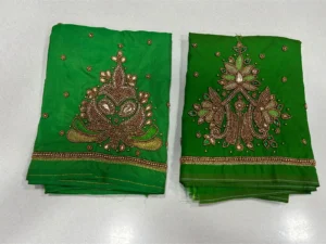 Vibrant Parrot Green Aari Work Blouse Elegant Craftsmanship Now on Festive 12