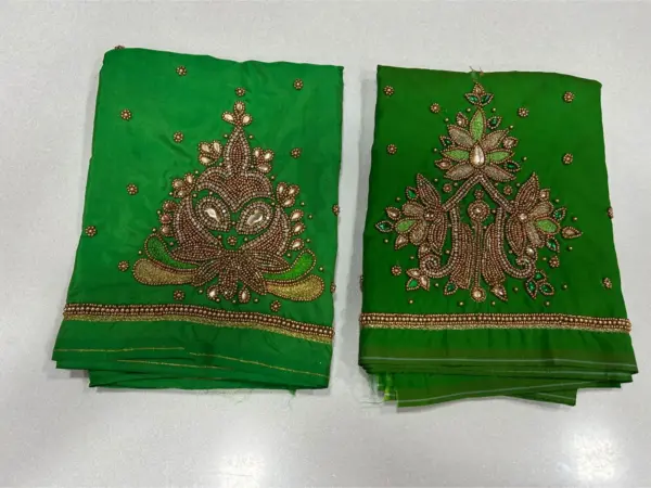 Vibrant Parrot Green Aari Work Blouse Elegant Craftsmanship Now on Festive Offer