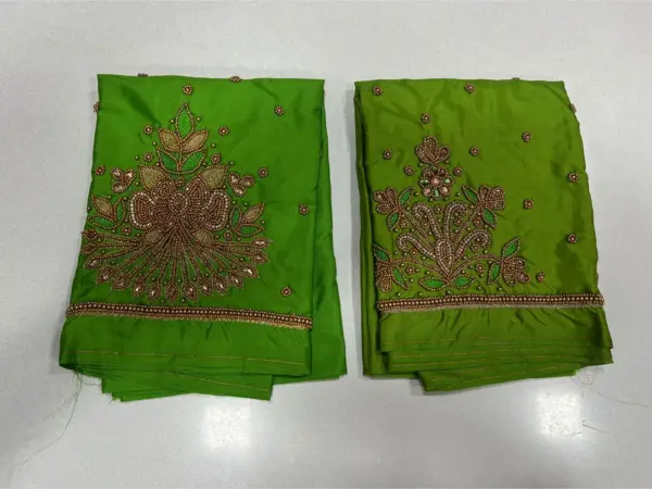 Vibrant Parrot Green Aari Work Blouse Elegant Craftsmanship Now on Festive Offer