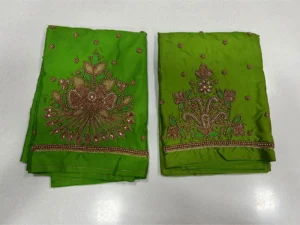 Vibrant Parrot Green Aari Work Blouse Elegant Craftsmanship Now on Festive 5