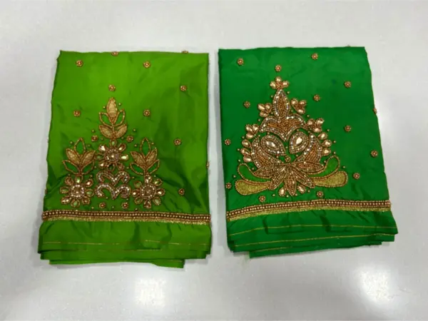 Vibrant Parrot Green Aari Work Blouse Elegant Craftsmanship Now on Festive Offer