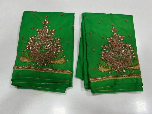 Vibrant Parrot Green Aari Work Blouse Elegant Craftsmanship Now on Festive Offer