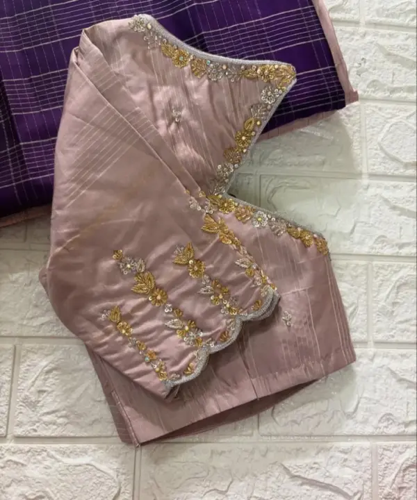 Designer Dusty Rose Pink Bridal Maggam Work Blouse Handcrafted Perfection