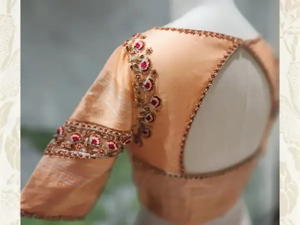 Designer Peach Wedding Blouse  Perfect for Brides & Bridesmaids 3
