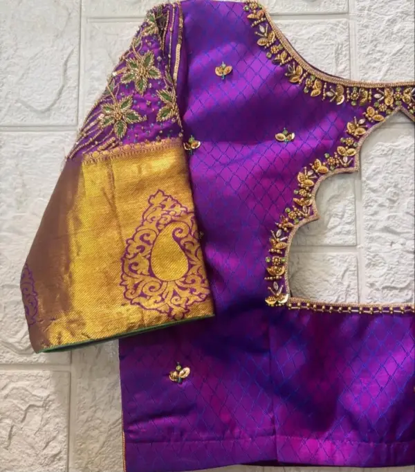 Grand Wedding Maggam Blouse in Purple Handcrafted Designer Perfection